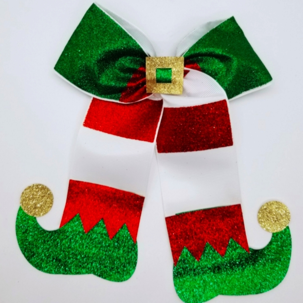 Little miss elf cheer bow (XL)